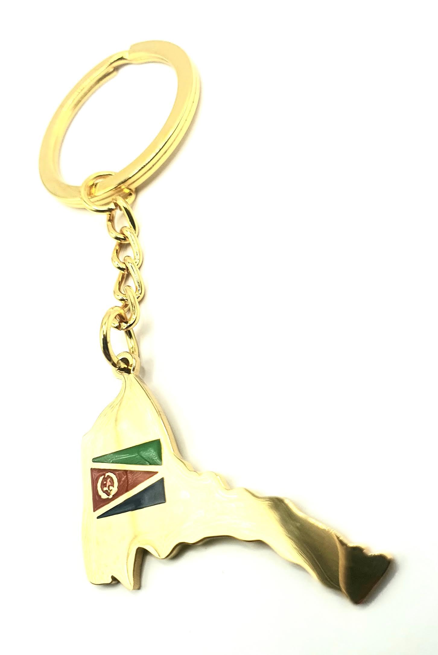 Eritrea Africa Gold Key Ring Chain Country Flag Metal Enamel Keyring