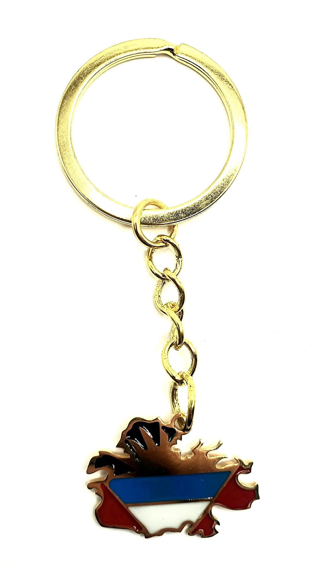 Antigua and Barbuda Caribbean Gold Country Map Flag Key Ring Chain Metal Enamel Keyring