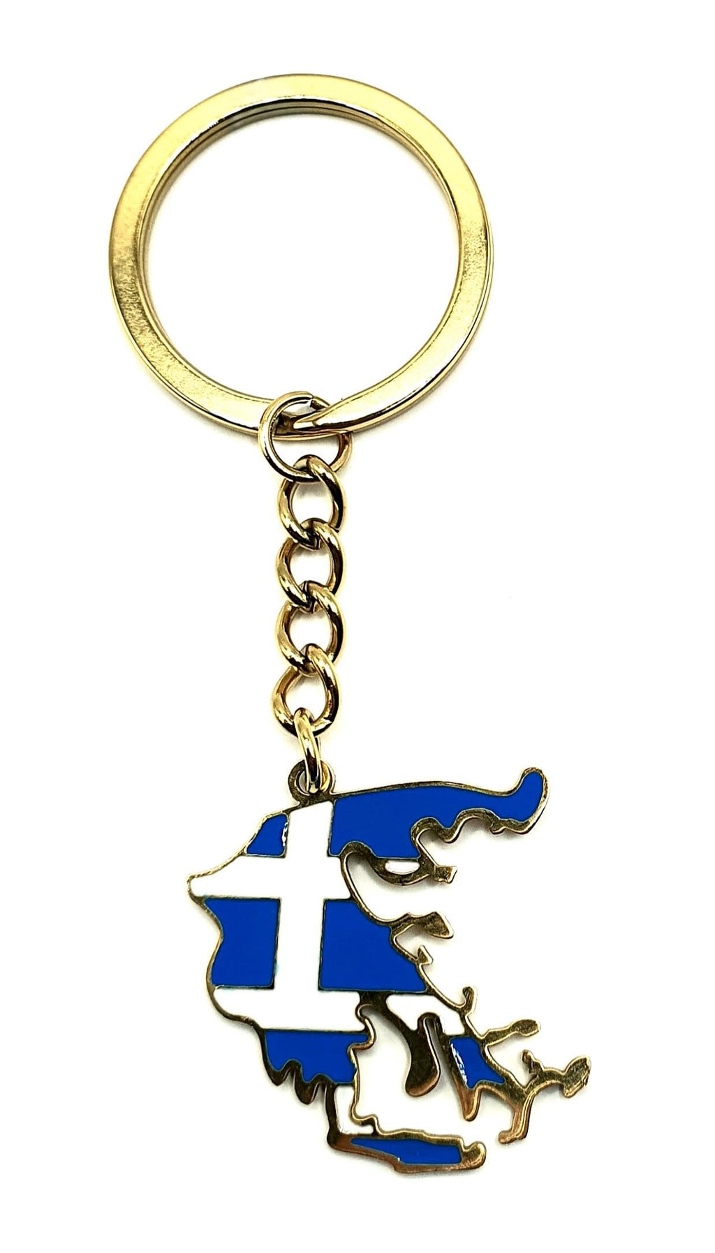 Greece Greek Map Outline Hellenic EU European Europe Balkan Balkans Gold Country Flag Key Ring Chain Metal Enamel Keyring