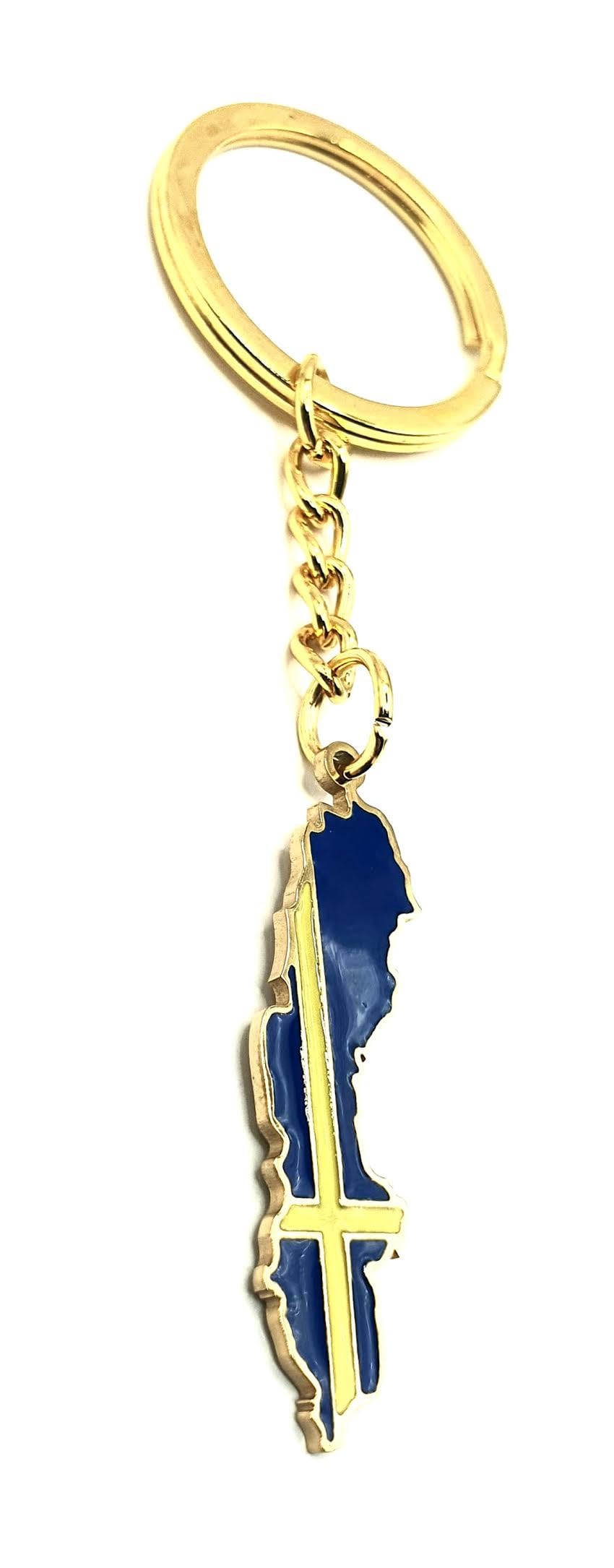 SNS Components Sweden Swedish Scandinavia EU Europe Gold Key Ring Chain Country Flag Metal Enamel Keyring