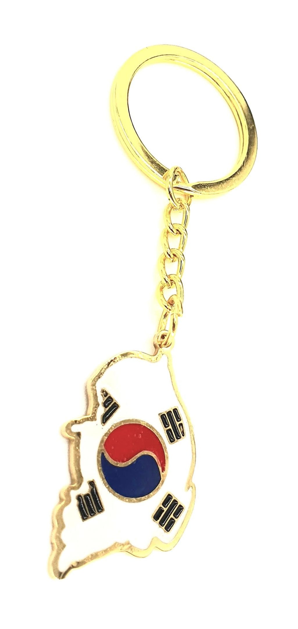 SNS Components South Korea Korean Map Outline Gold Country Flag Key Ring Chain Metal Enamel Keyring
