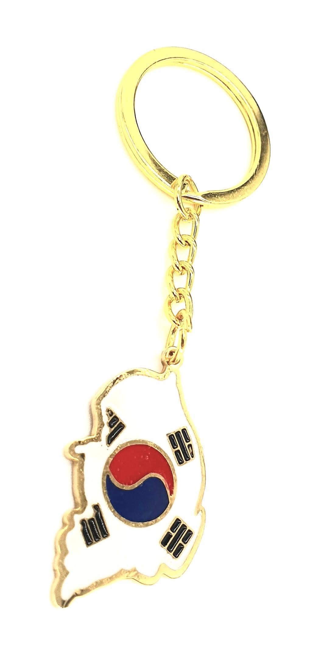 SNS Components South Korea Korean Map Outline Gold Country Flag Key Ring Chain Metal Enamel Keyring