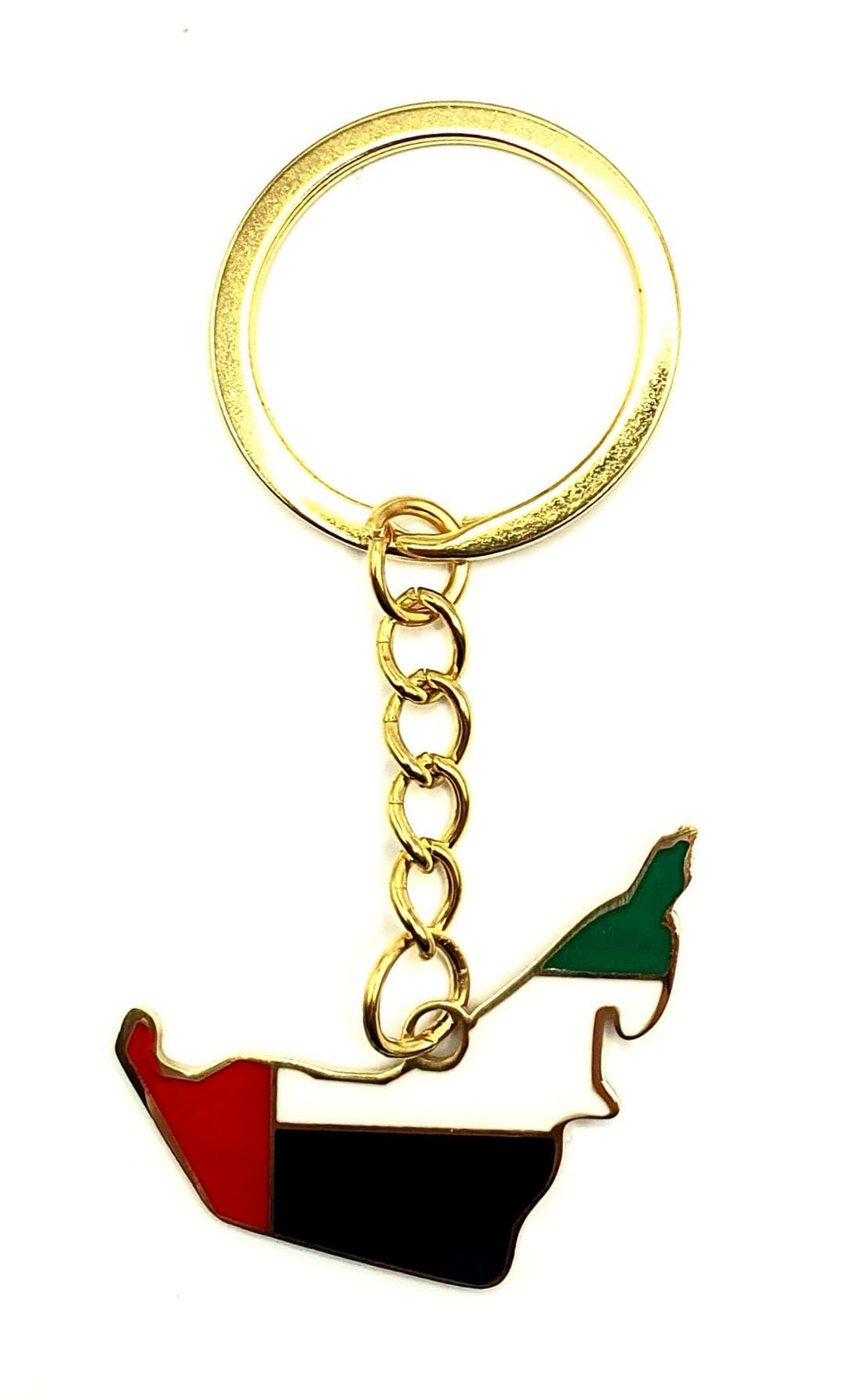 SNS Components United Arab Emirates UAE Middle East Emirati Dubai Gold Country Map Flag Key Ring Chain Metal Enamel Keyring