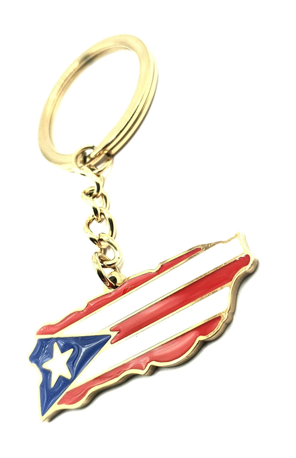 Puerto Rico Rican Caribbean Gold Country Flag Key Ring Metal Enamel Keyring