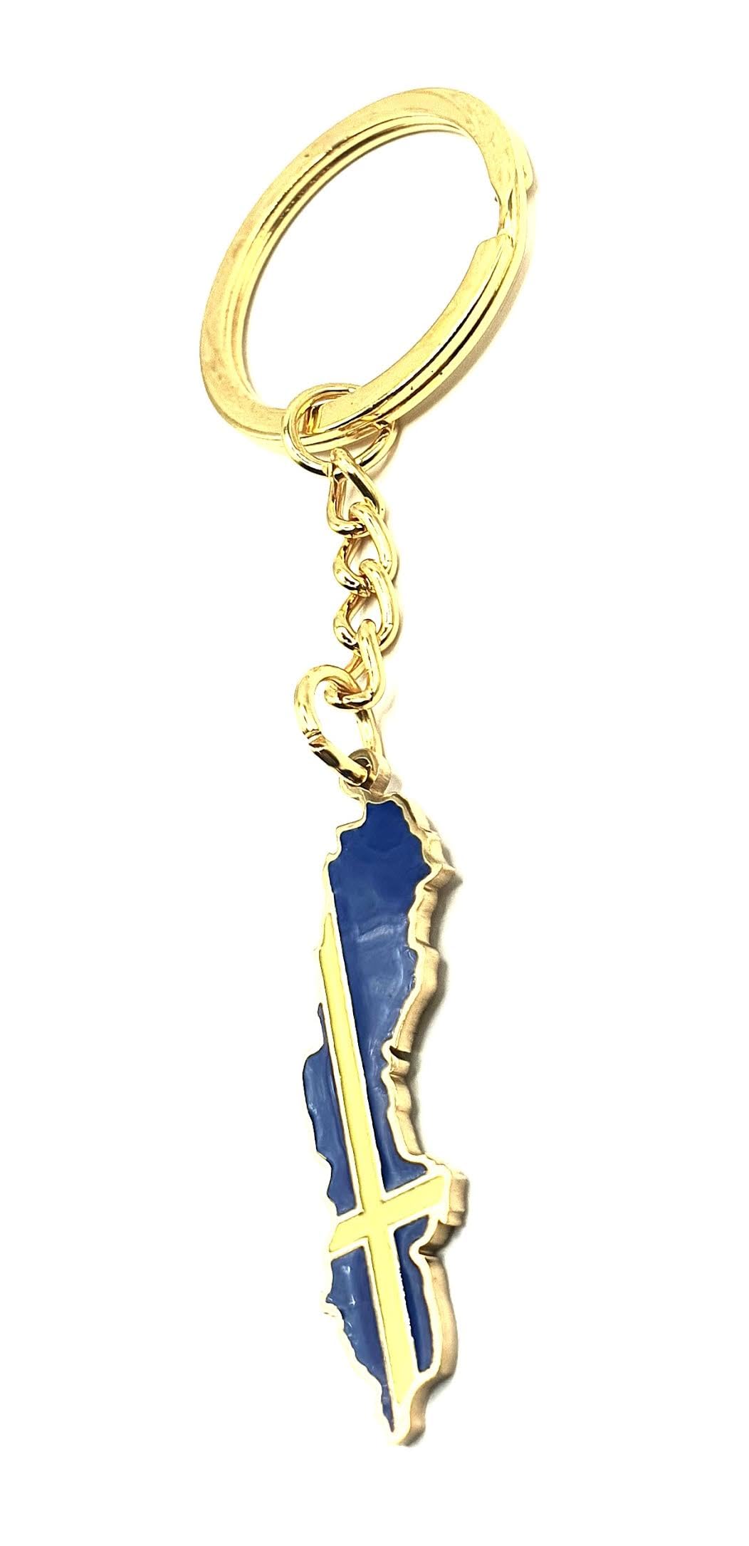 SNS Components Sweden Swedish Scandinavia EU Europe Gold Key Ring Chain Country Flag Metal Enamel Keyring