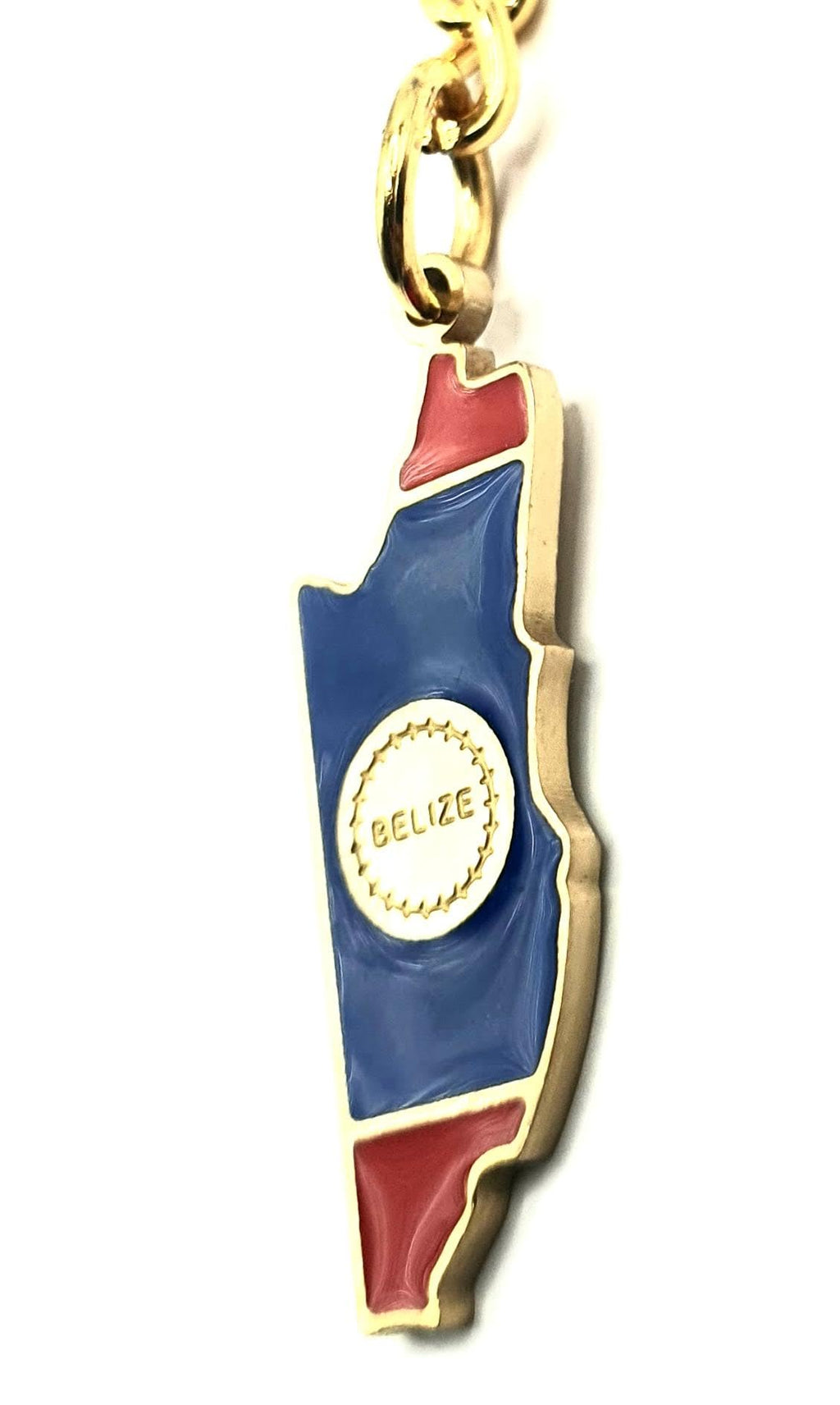 Belize Central America Gold Key Ring Chain Country Flag Metal Enamel Keyring