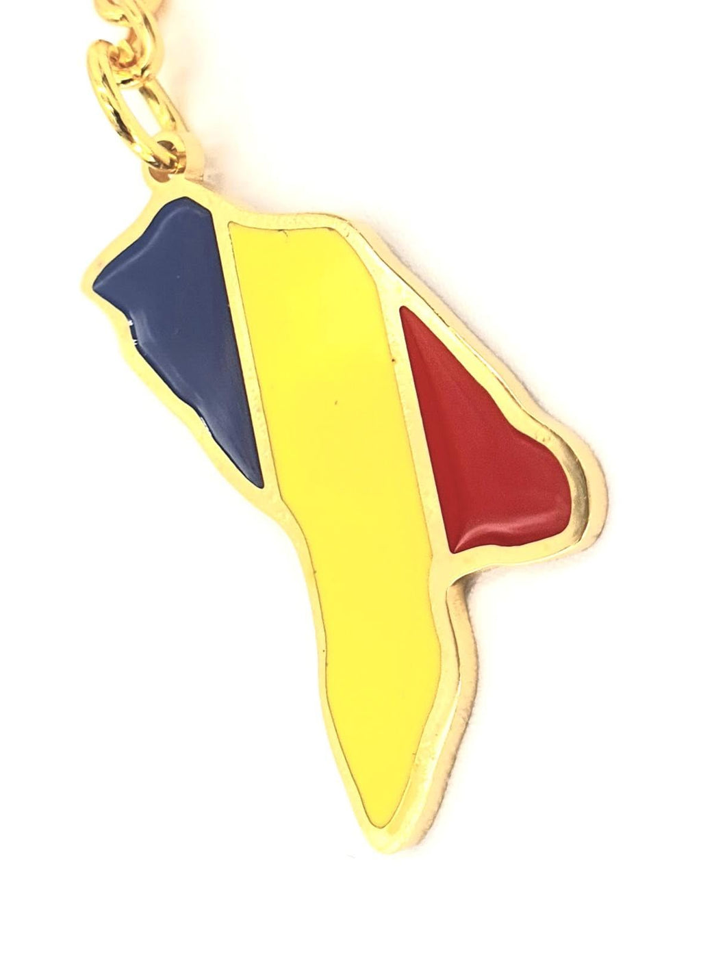 Moldova Map Outline Gold Country Flag Key Ring Chain Metal Enamel Keyring