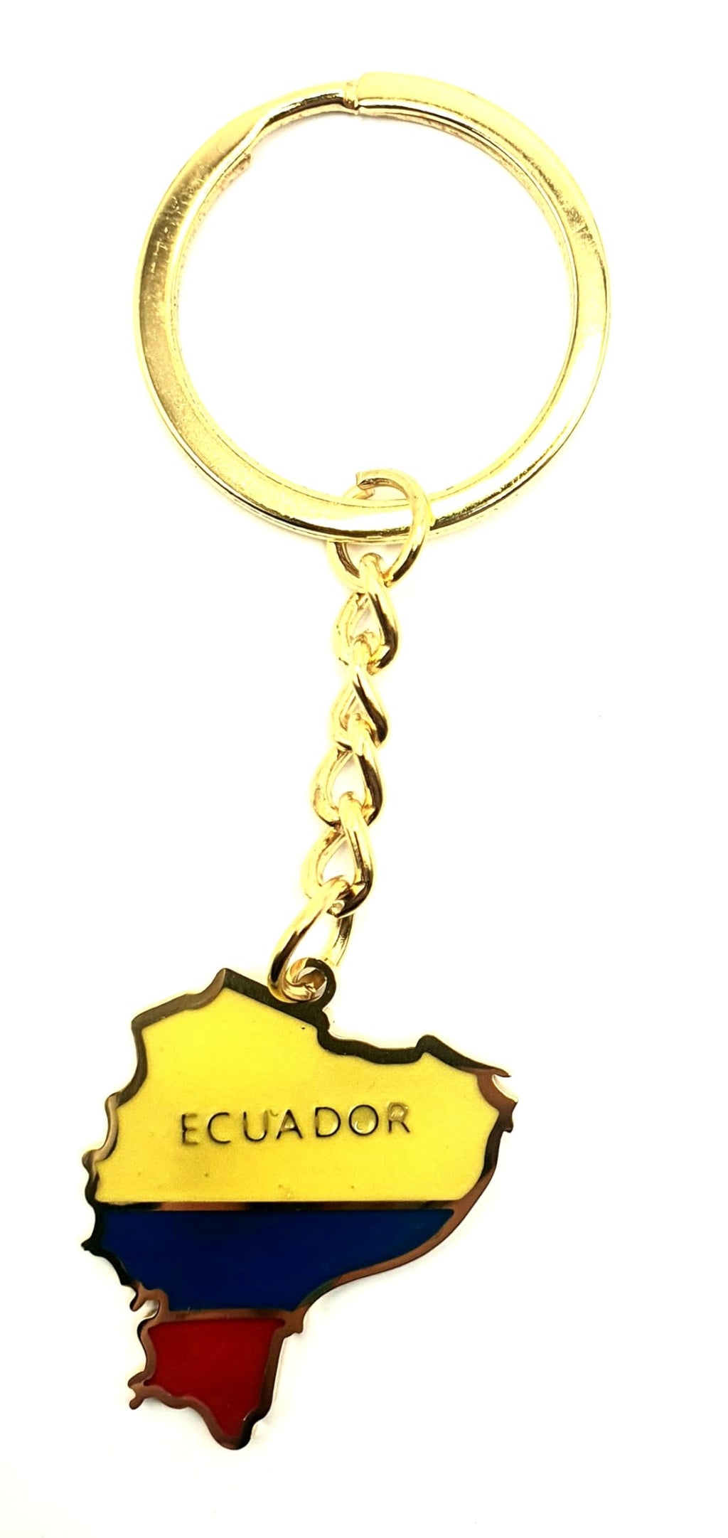 Ecuador Ecuadorian South America American Gold Country Flag Key Ring Metal Enamel Keyring