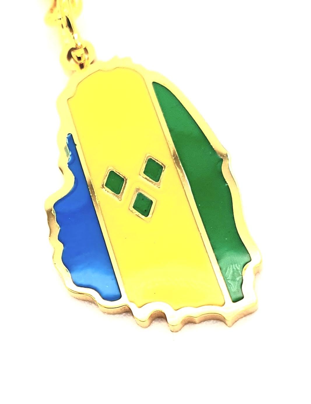 SNS Components St Vincent and the Grenadines Saint Caribbean Gold Country Flag Key Ring Chain Metal Enamel Keyring