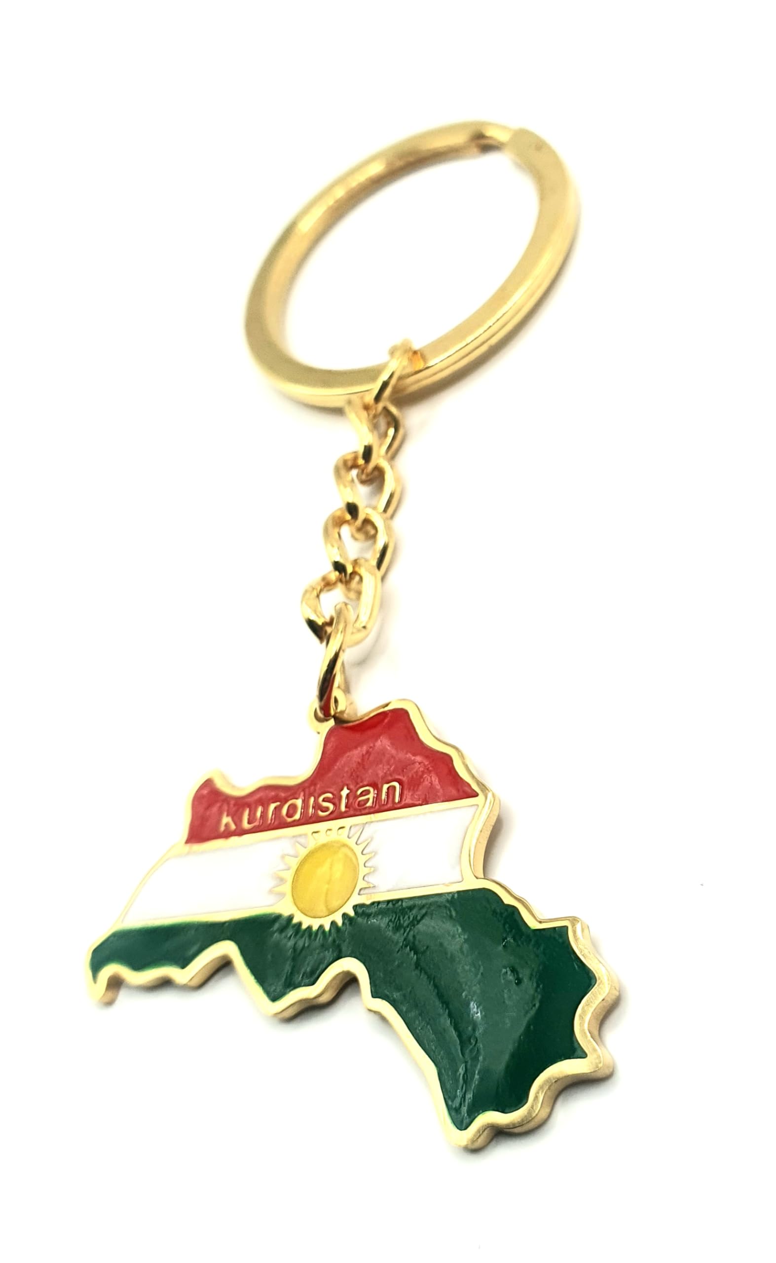 Kurdistan Kurds West Asia Middle East Gold Country Map Flag Key Ring Chain Metal Enamel Keyring