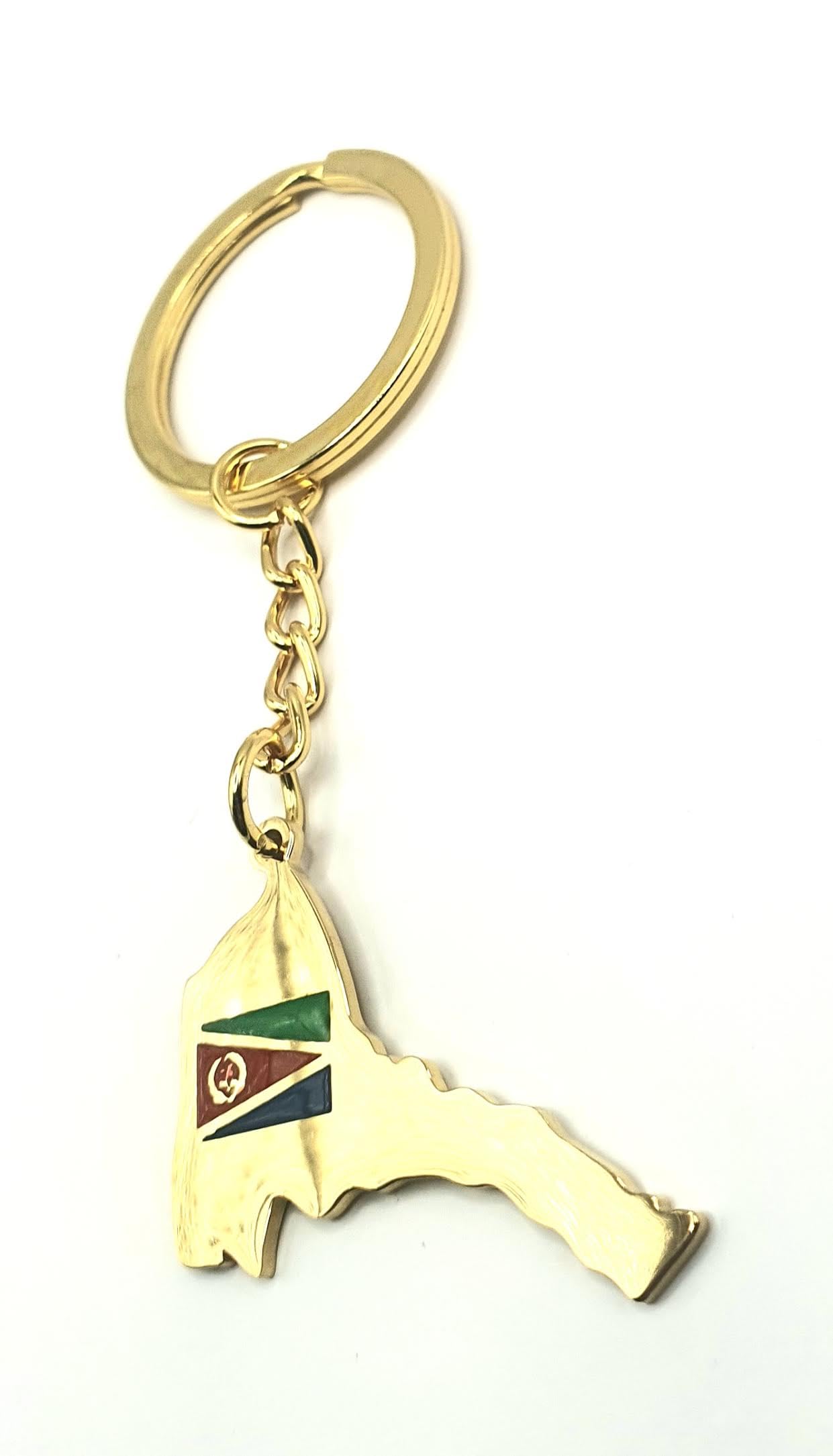 Eritrea Africa Gold Key Ring Chain Country Flag Metal Enamel Keyring