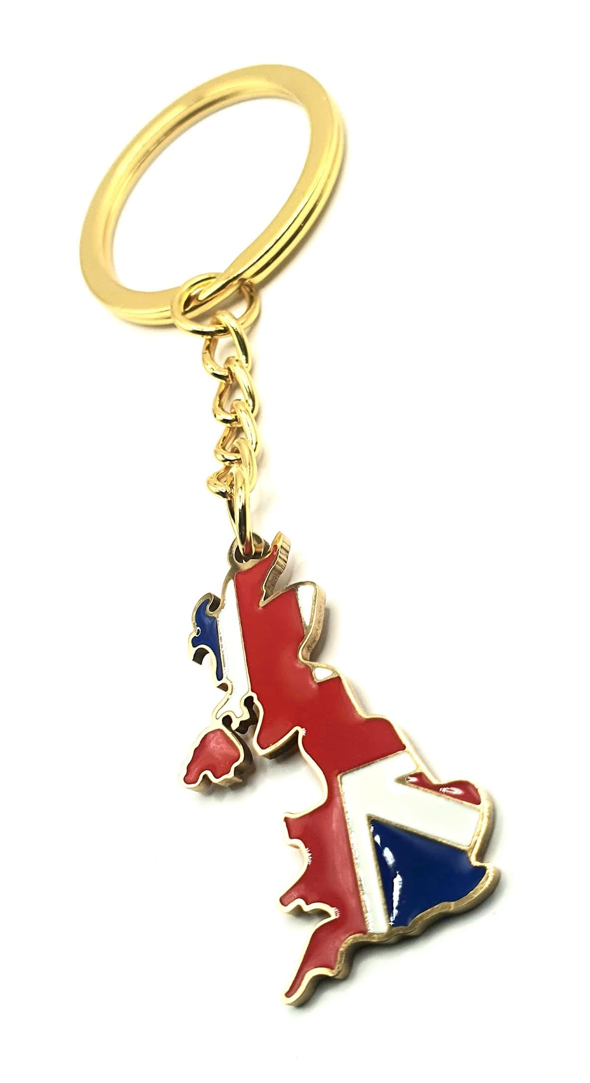 SNS Components Union Jack United Kingdom Great Britain and Northern Ireland Gold Key Ring Chain Country Flag Metal Enamel Keyring