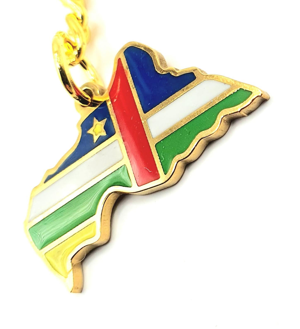 SNS Components Central African Republic Africa Gold Key Ring Chain Country Flag Metal Enamel Keyring
