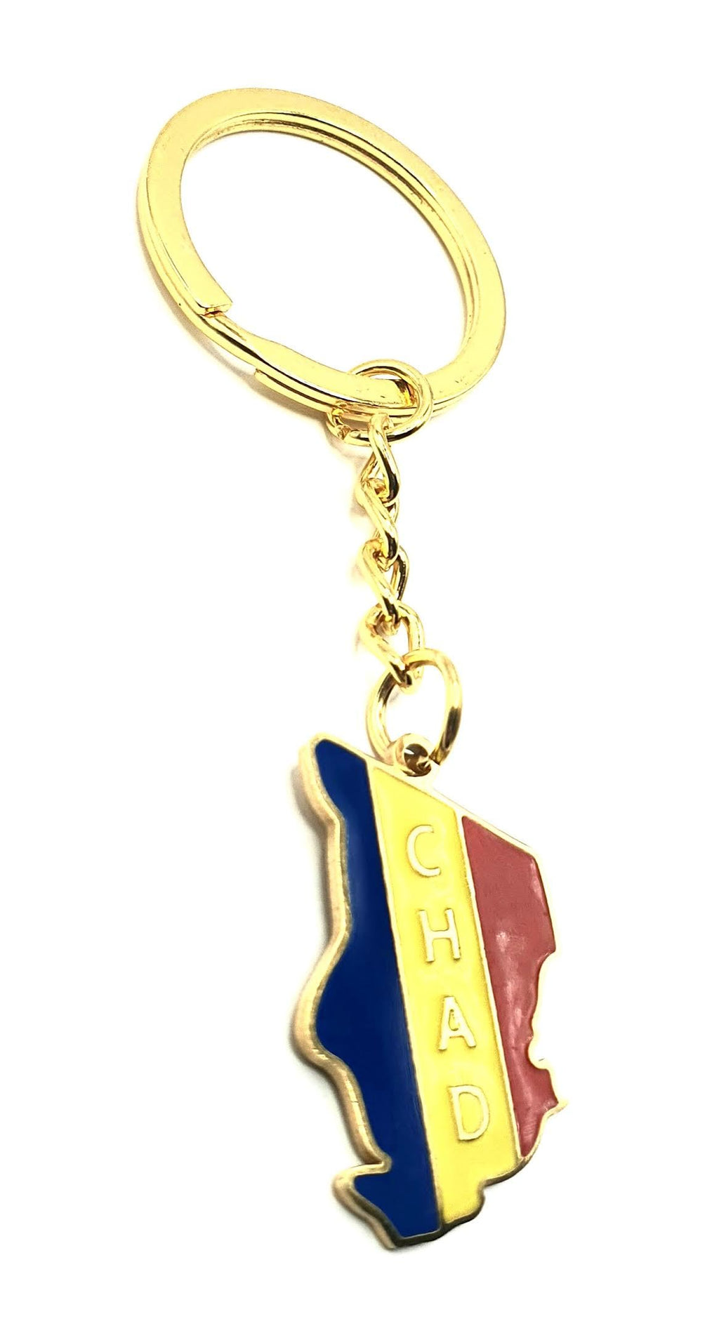 SNS Components Chad Central Africa Republic of Chad Gold Key Ring Chain Country Flag Metal Enamel Keyring