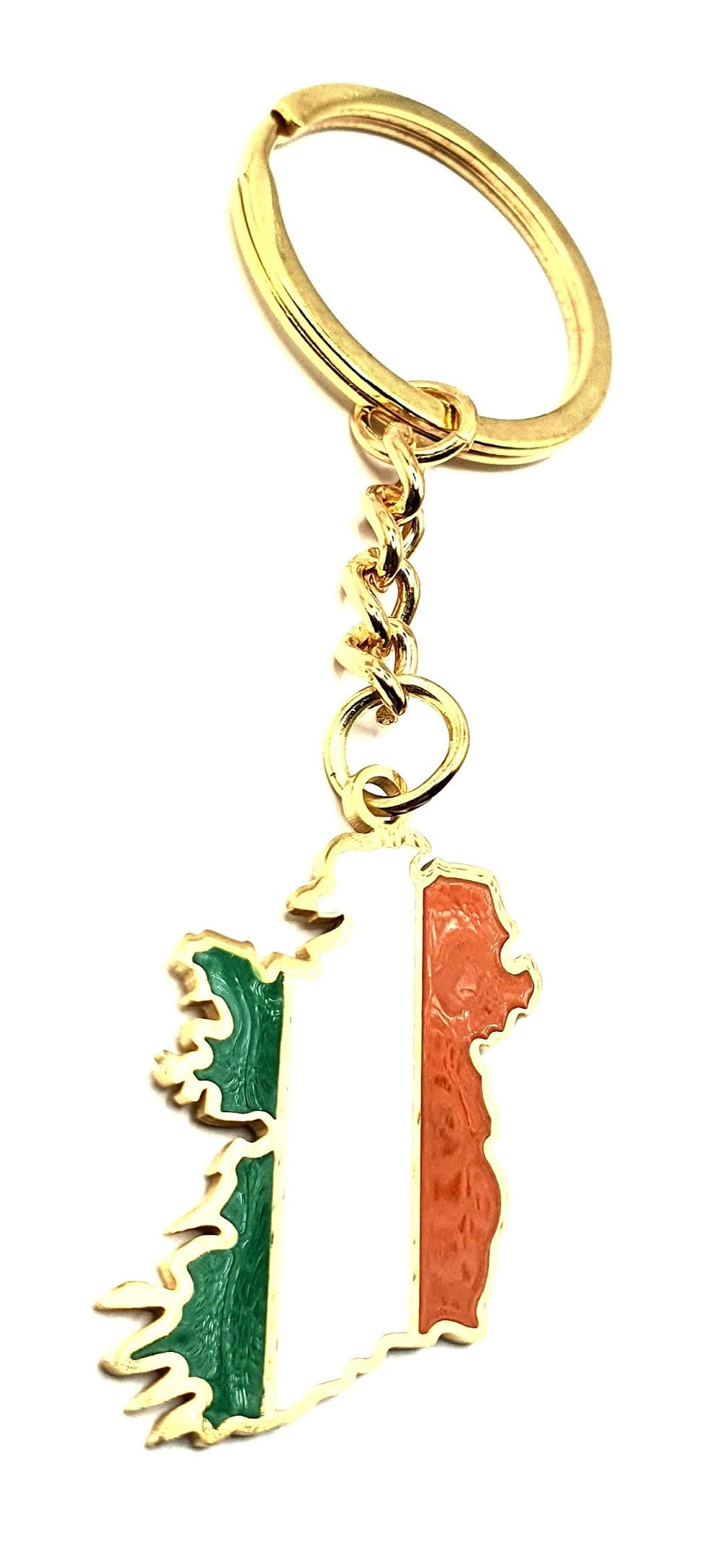 Ireland Irish Map Outline EU Europe Eire United Kingdom Gold Country Flag Country Flag Key Ring Chain Metal Enamel Keyring