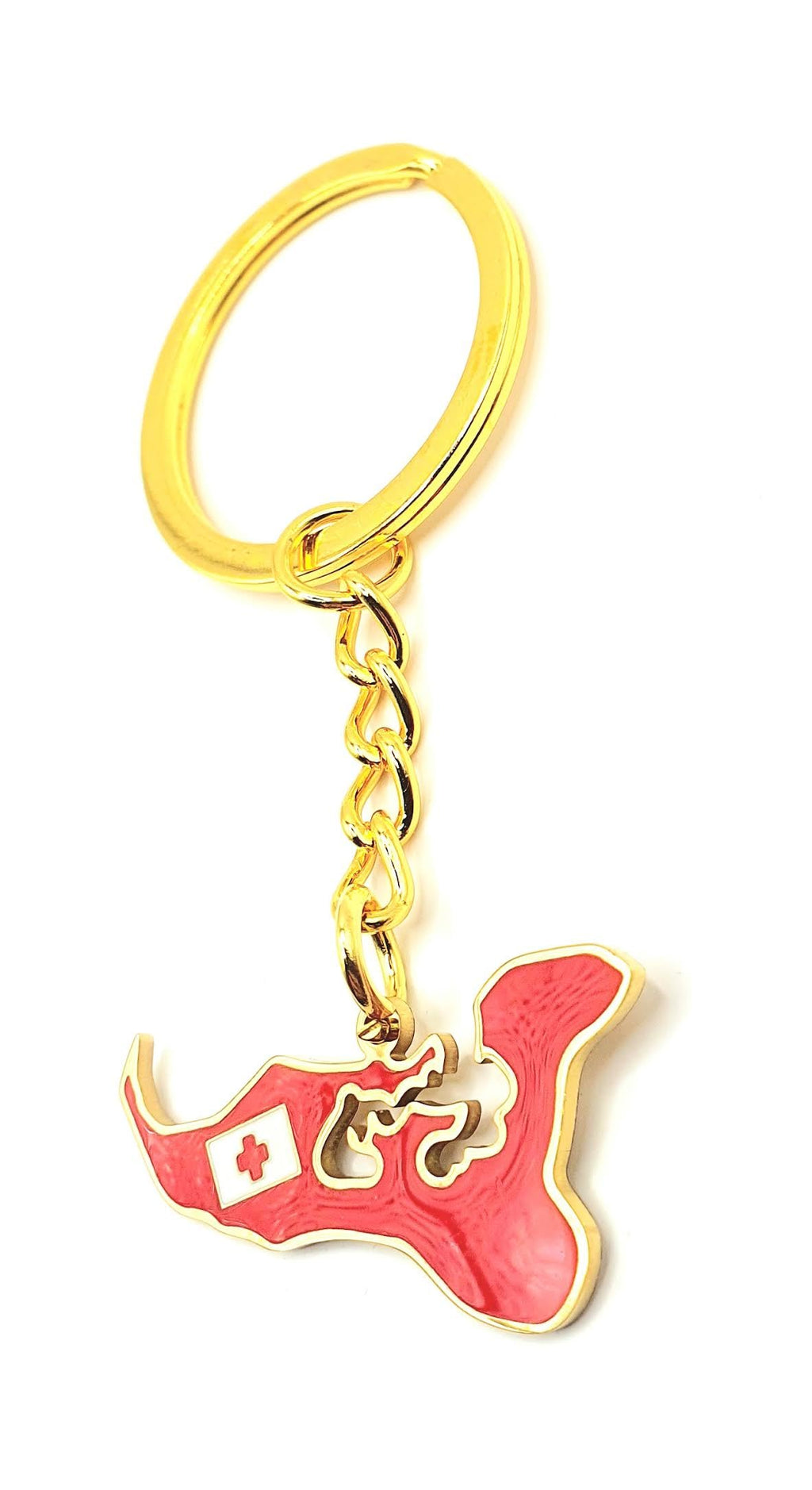 Tonga Oceana Pacific Map Outline Gold Country Flag Key Ring Chain Metal Enamel Keyring