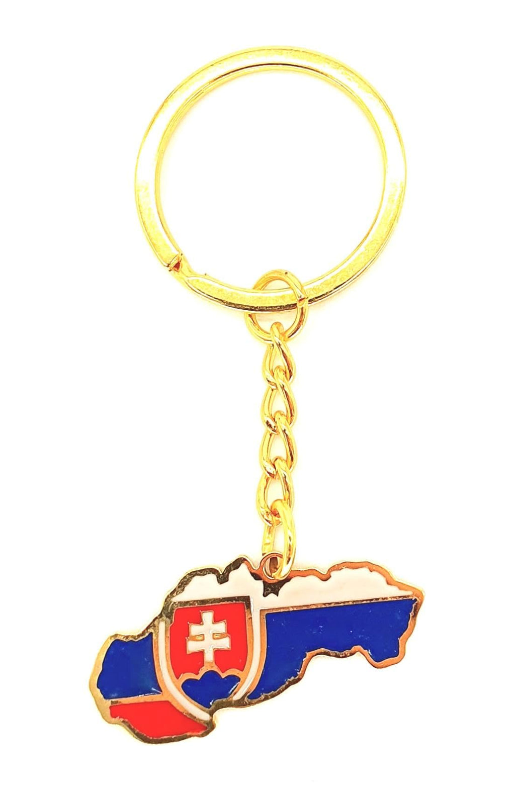 Slovakia Map Outline Slovakian Gold Country Flag Key Ring Chain Metal Enamel Keyring