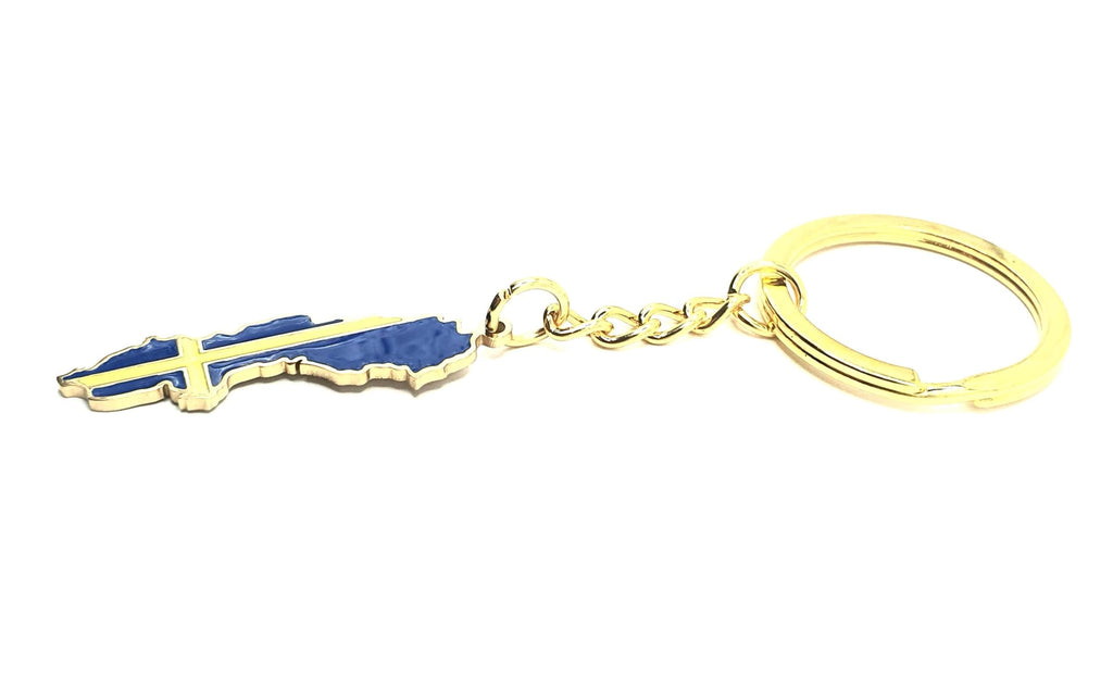 SNS Components Sweden Swedish Scandinavia EU Europe Gold Key Ring Chain Country Flag Metal Enamel Keyring