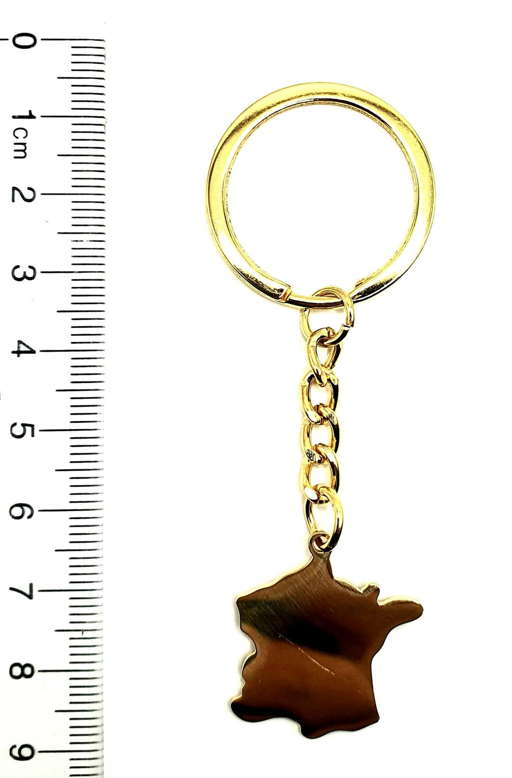 France French Map Outline EU European Europe Gold Country Flag Key Ring Chain Metal Enamel Keyring