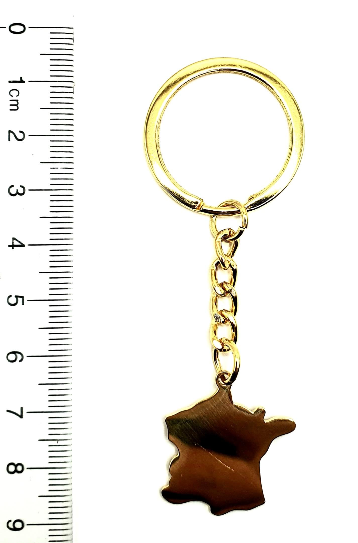 France French Map Outline EU European Europe Gold Country Flag Key Ring Chain Metal Enamel Keyring