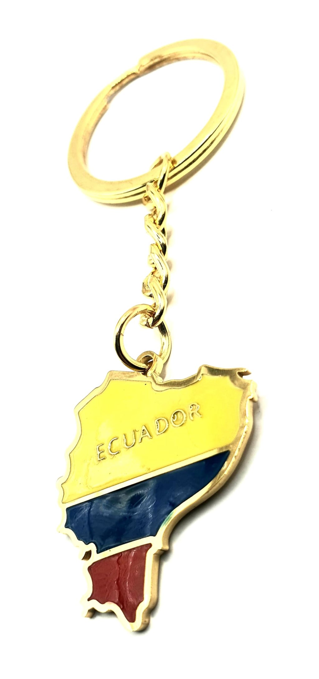 Ecuador Ecuadorian South America American Gold Country Flag Key Ring Metal Enamel Keyring