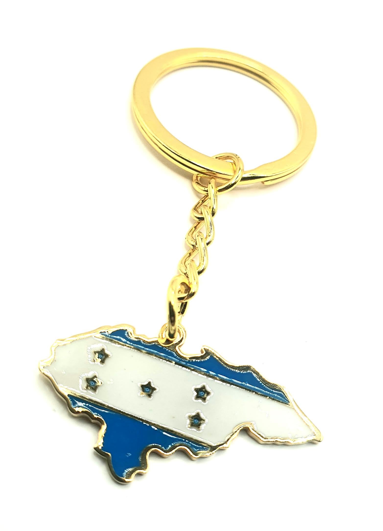 Honduras Central America Gold Key Ring Chain Country Flag Metal Enamel Keyring