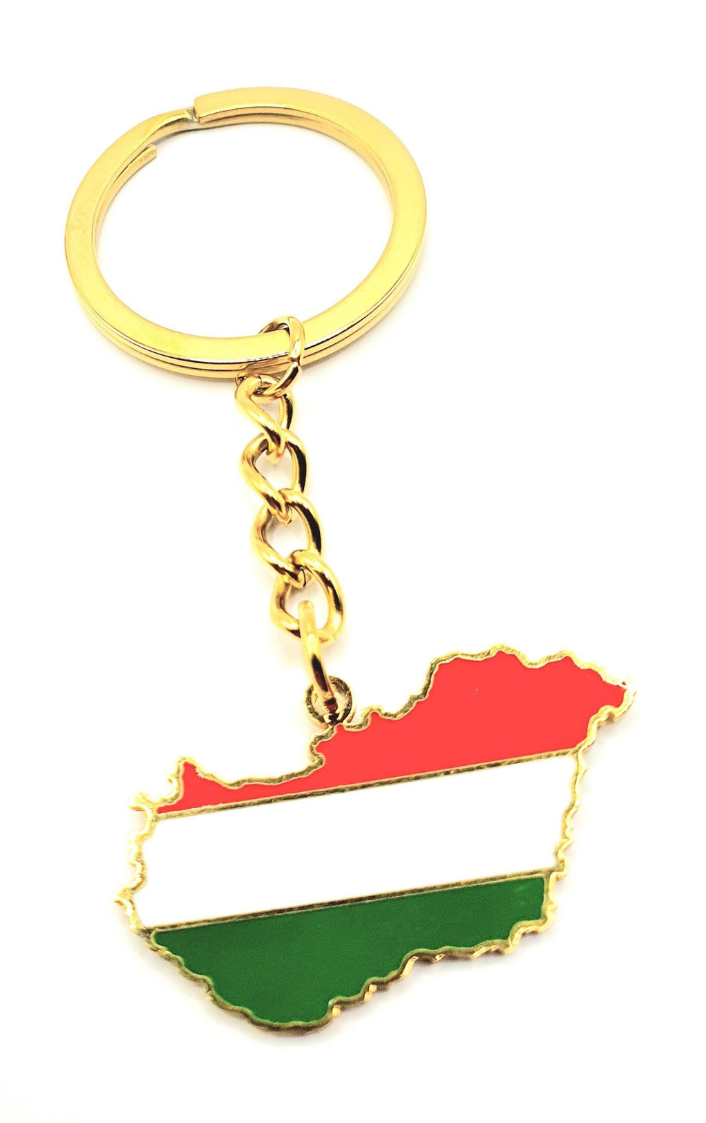 SNS Components Hungary Hungarian Magyar EU Europe Eastern Gold Key Ring Chain Country Flag Metal Enamel Keyring