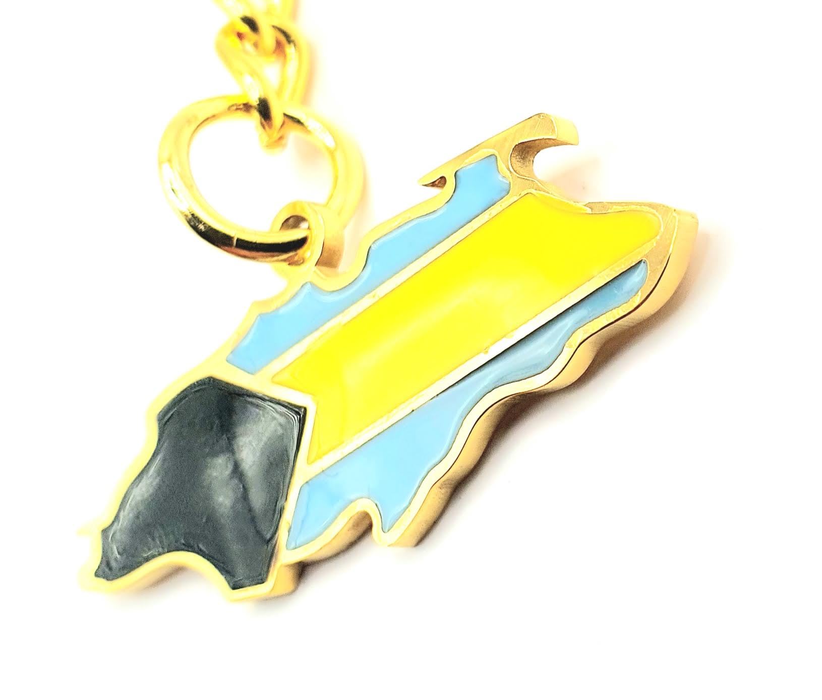 Bahamas Caribbean Gold Key Ring Chain Country Flag Metal Enamel Keyring