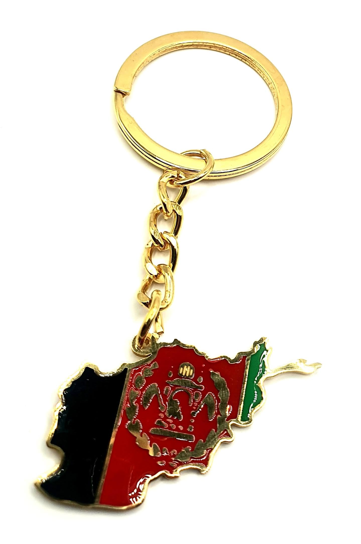 Afghanistan Afghan Middle East Gold Country Flag Key Ring Metal Enamel Keyring