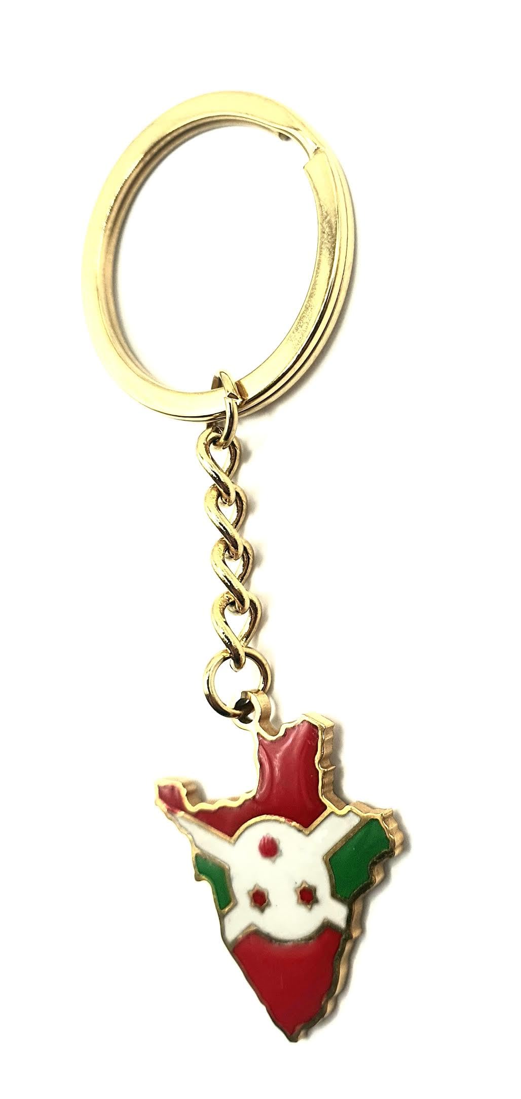Burundi East Africa Gold Key Ring Chain Country Flag Metal Enamel Keyring