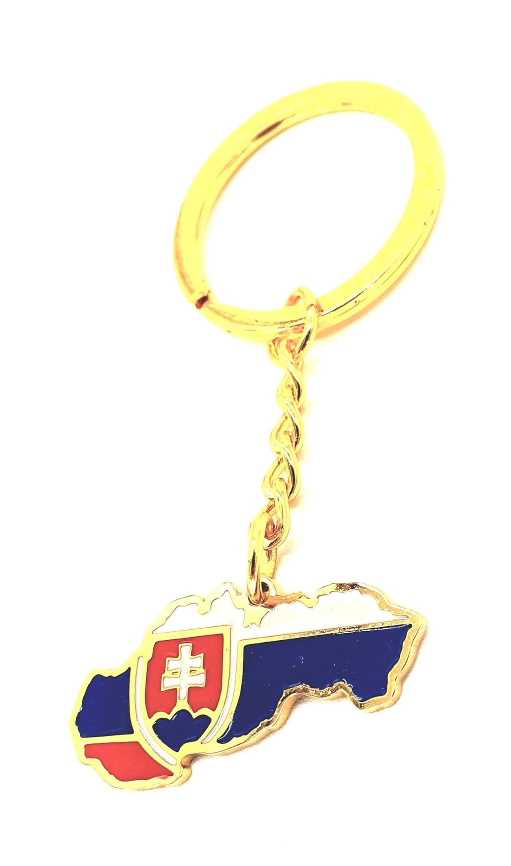 Slovakia Map Outline Slovakian Gold Country Flag Key Ring Chain Metal Enamel Keyring