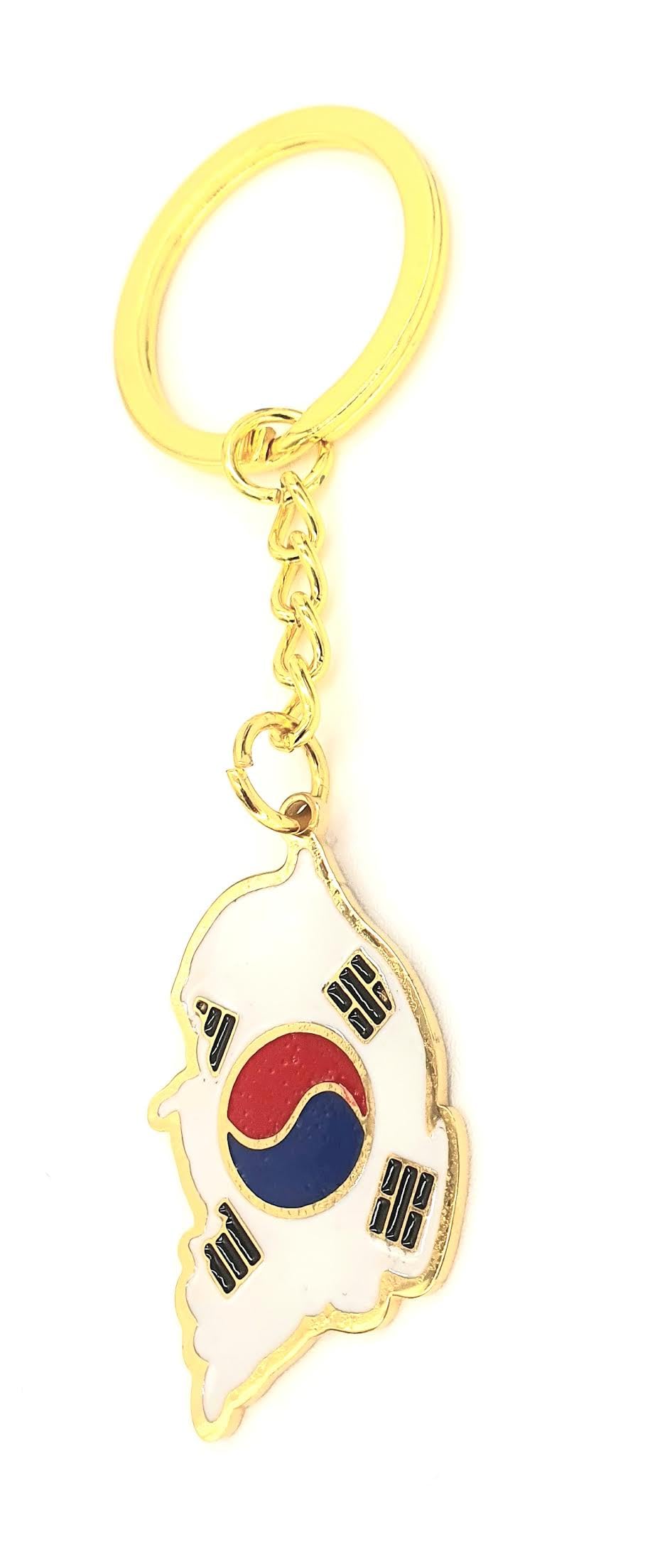 SNS Components South Korea Korean Map Outline Gold Country Flag Key Ring Chain Metal Enamel Keyring