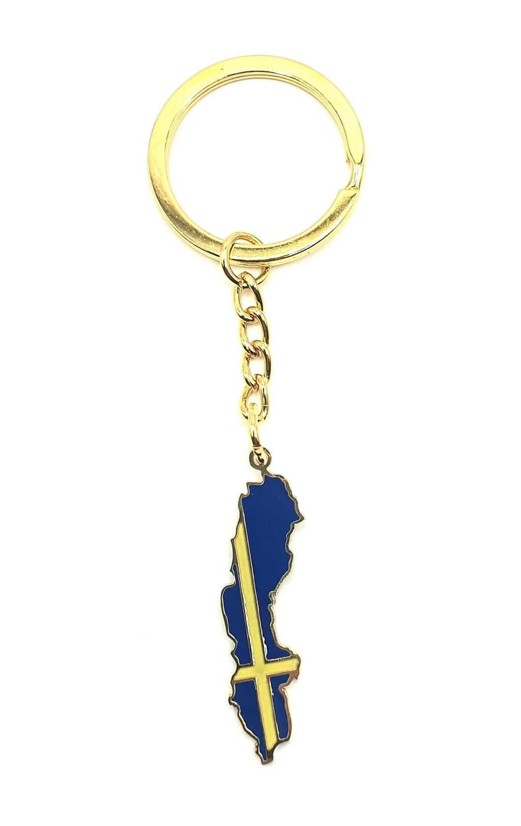SNS Components Sweden Swedish Scandinavia EU Europe Gold Key Ring Chain Country Flag Metal Enamel Keyring