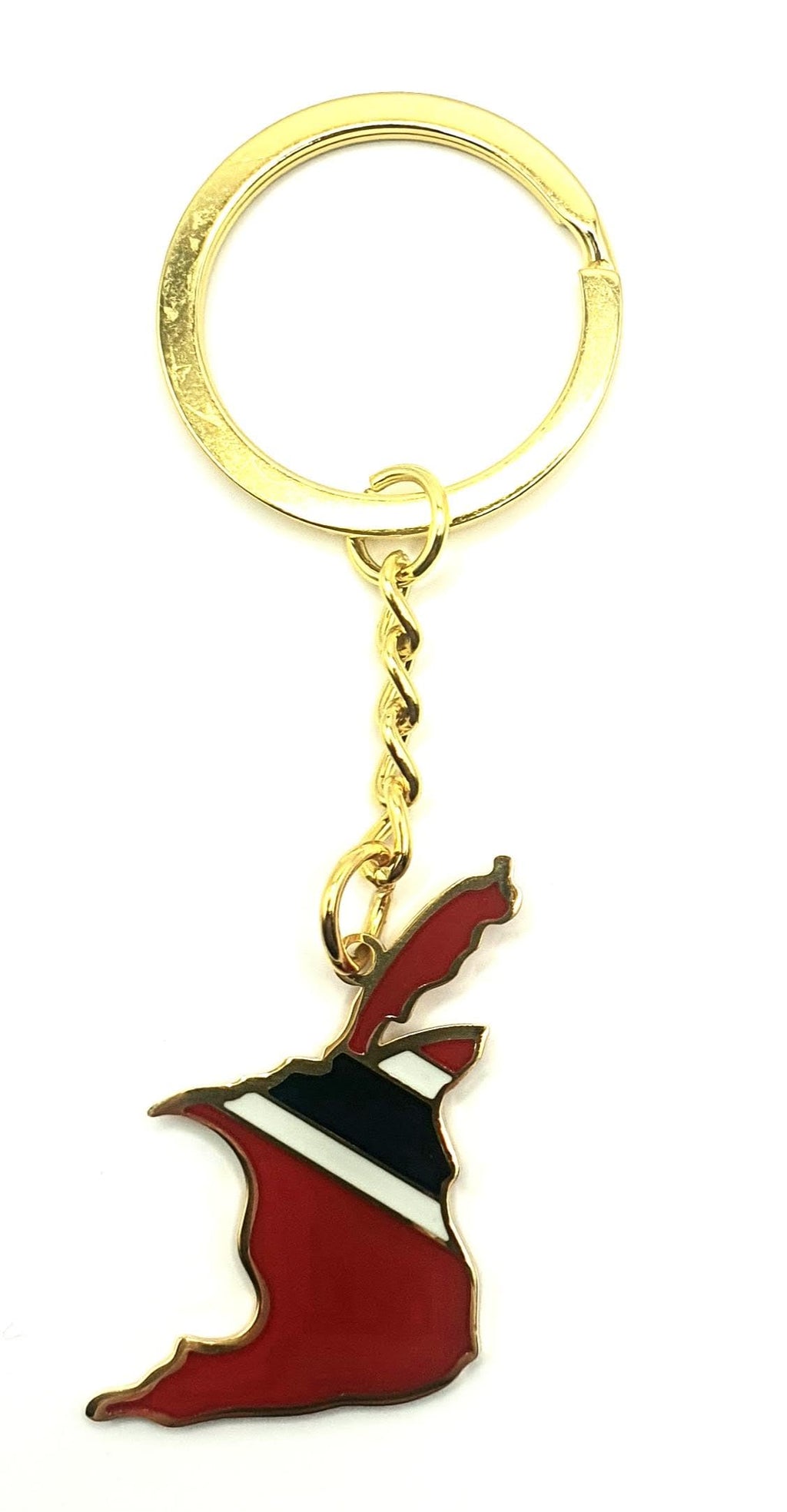 SNS Components Trinidad and Tobago Caribbean Gold Key Ring Chain Country Flag Metal Enamel Keyring
