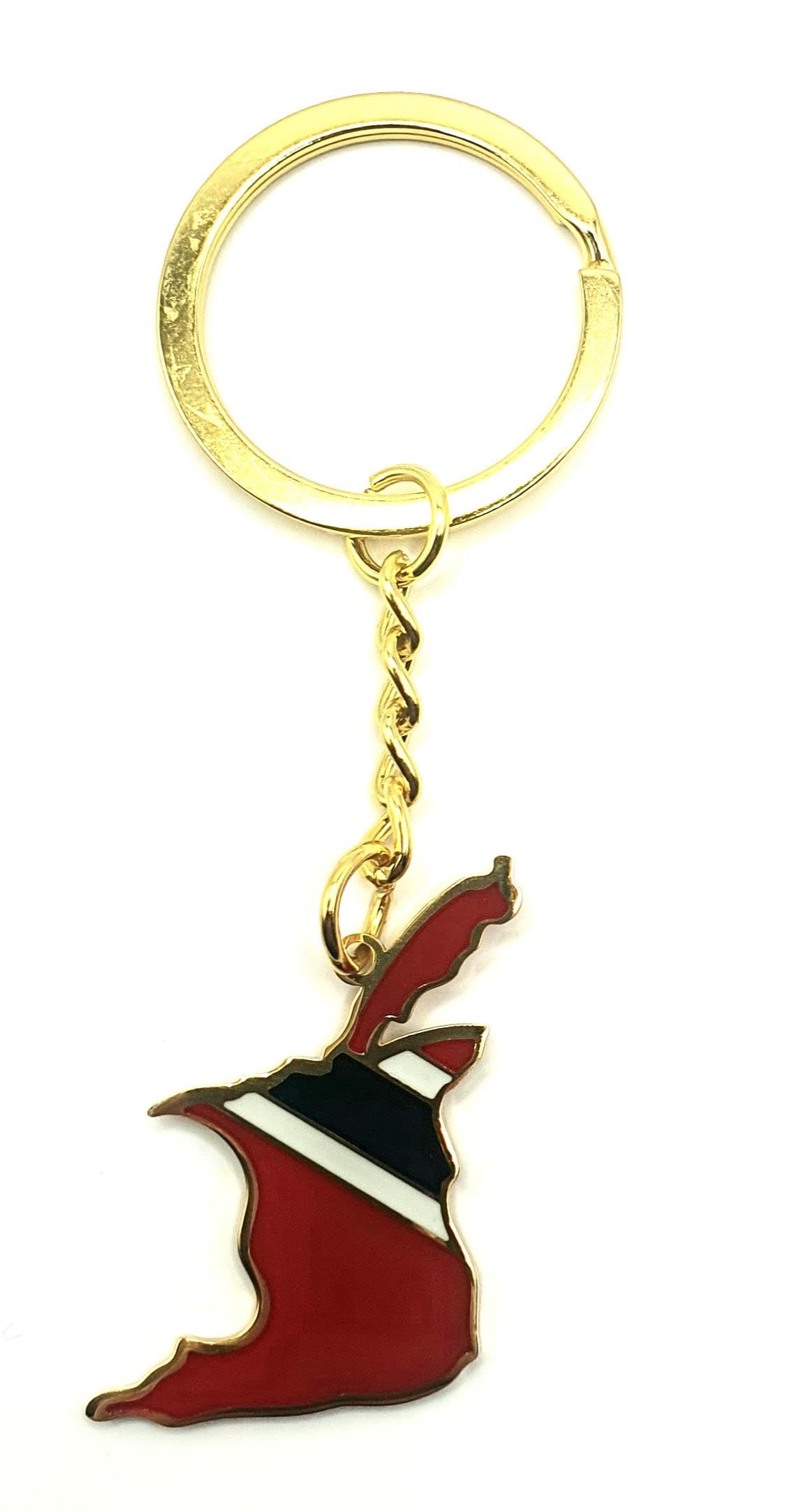 SNS Components Trinidad and Tobago Caribbean Gold Key Ring Chain Country Flag Metal Enamel Keyring