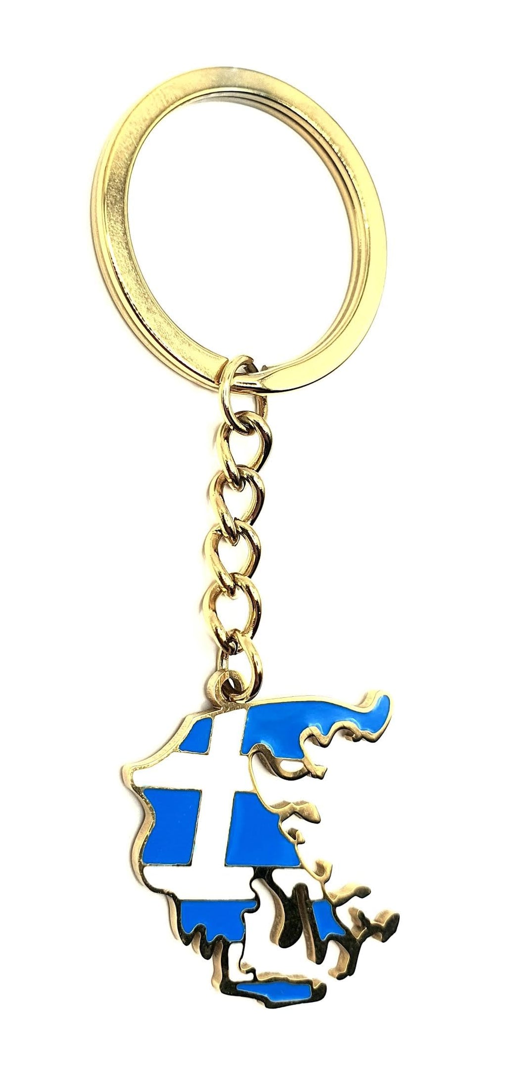 Greece Greek Map Outline Hellenic EU European Europe Balkan Balkans Gold Country Flag Key Ring Chain Metal Enamel Keyring
