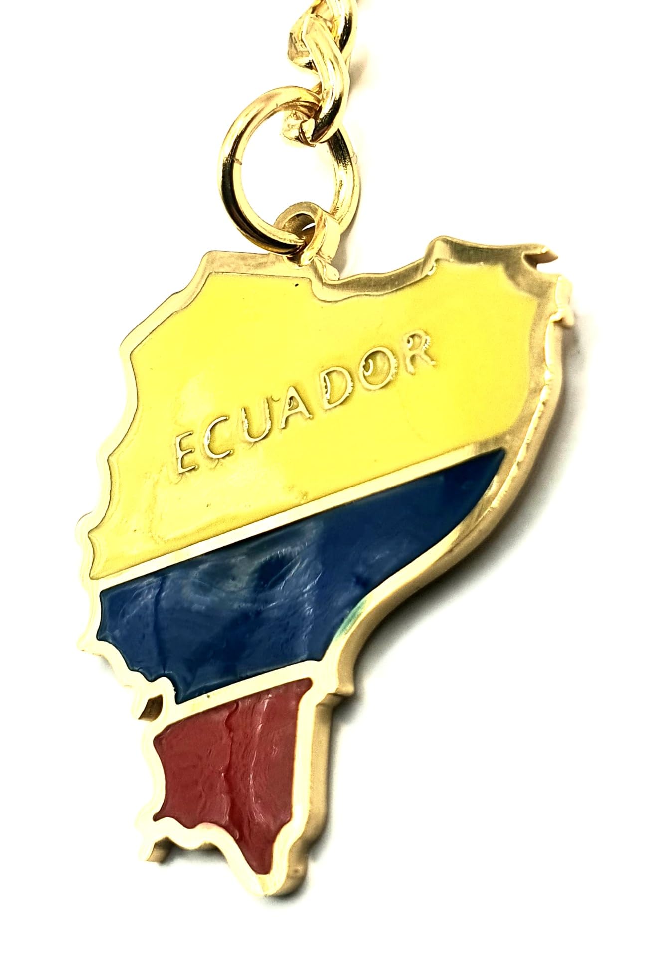 Ecuador Ecuadorian South America American Gold Country Flag Key Ring Metal Enamel Keyring