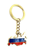 Russia Russian Map Outline Gold Country Flag Key Ring Chain Metal Enamel Keyring
