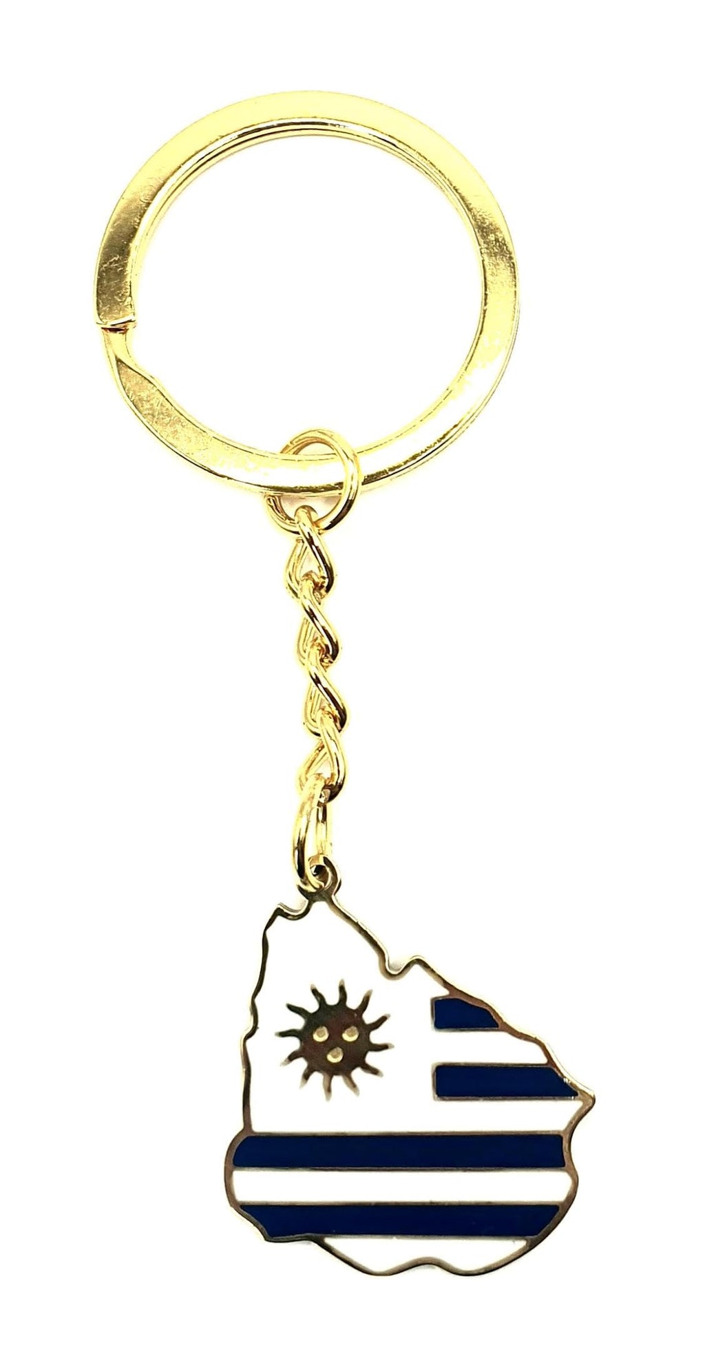 Uruguay South America Gold Key Ring Chain Country Flag Metal Enamel Keyring