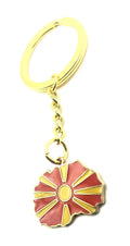 SNS Components North Macedonia Balkan Gold Key Ring Chain Country Flag Metal Enamel Keyring