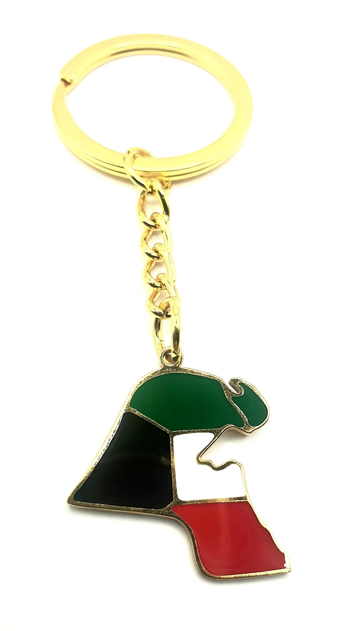 Kuwait Kuwati Middle East Gold Key Ring Chain Country Flag Metal Enamel Keyring
