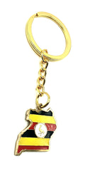 Uganda Ugandan East Africa Gold Key Ring Chain Country Flag Metal Enamel Keyring