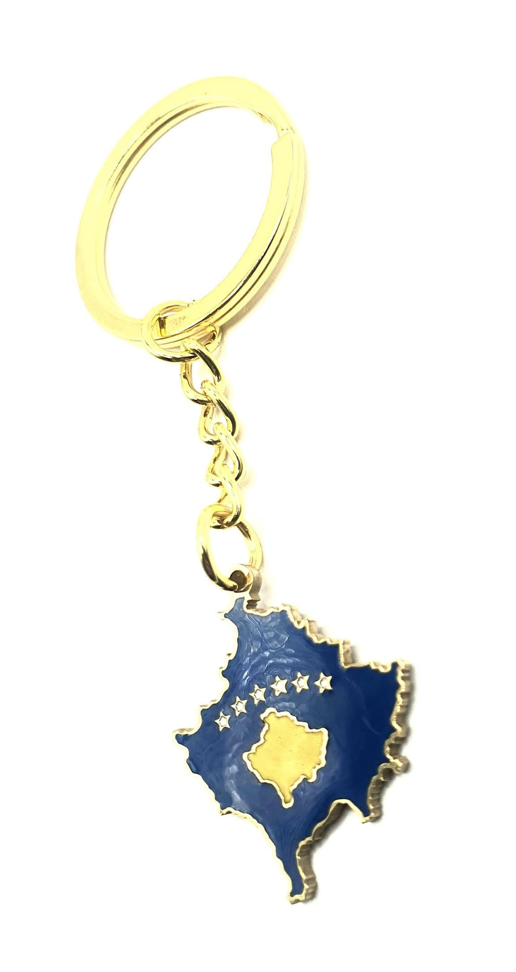 SNS Components Kosovo Kosovan Balkan Gold Key Ring Chain Country Flag Metal Enamel Keyring