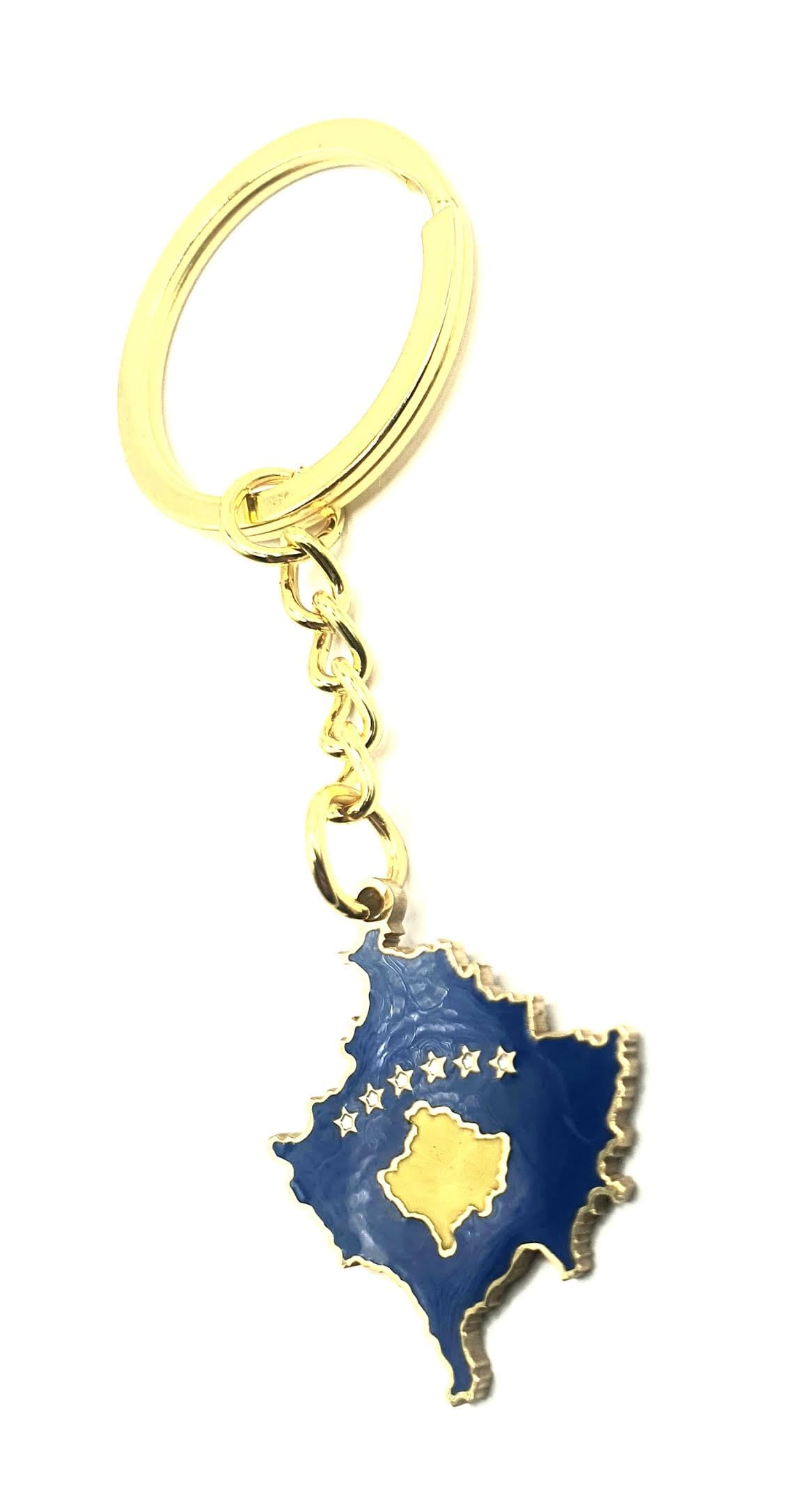 SNS Components Kosovo Kosovan Balkan Gold Key Ring Chain Country Flag Metal Enamel Keyring