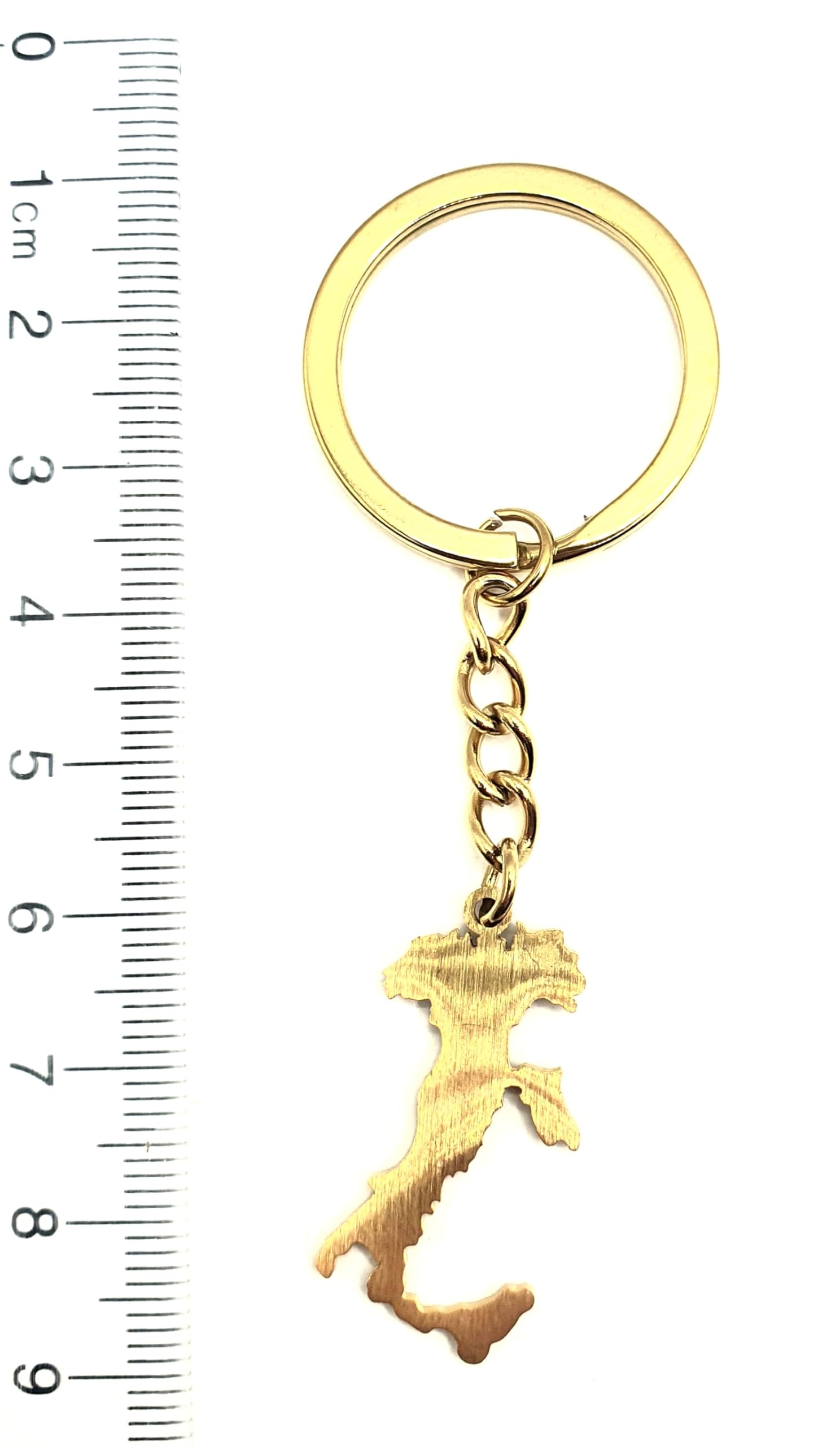 Italy Italian EU Europe Mediterranean Gold Country Flag Key Ring Metal Enamel Keyring
