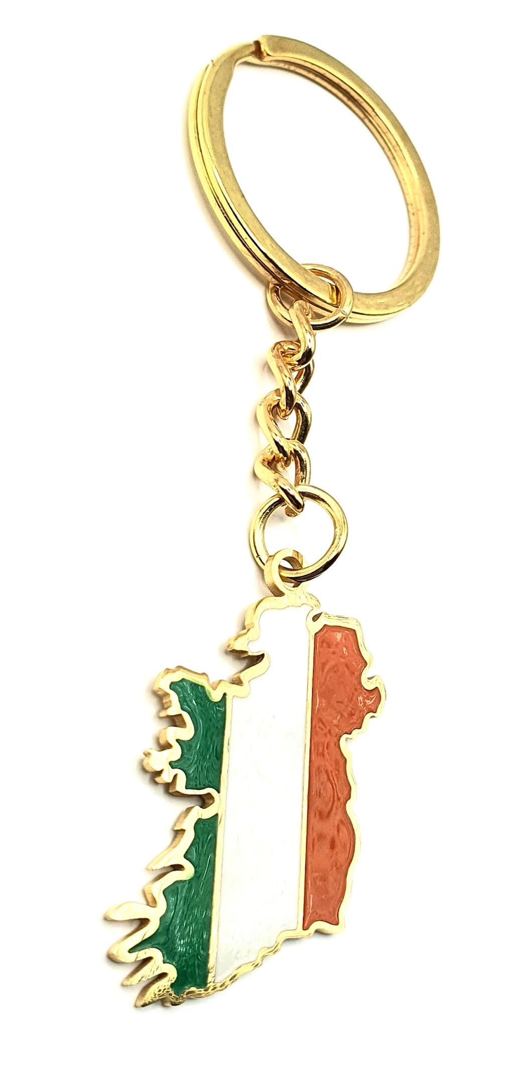 Ireland Irish Map Outline EU Europe Eire United Kingdom Gold Country Flag Country Flag Key Ring Chain Metal Enamel Keyring