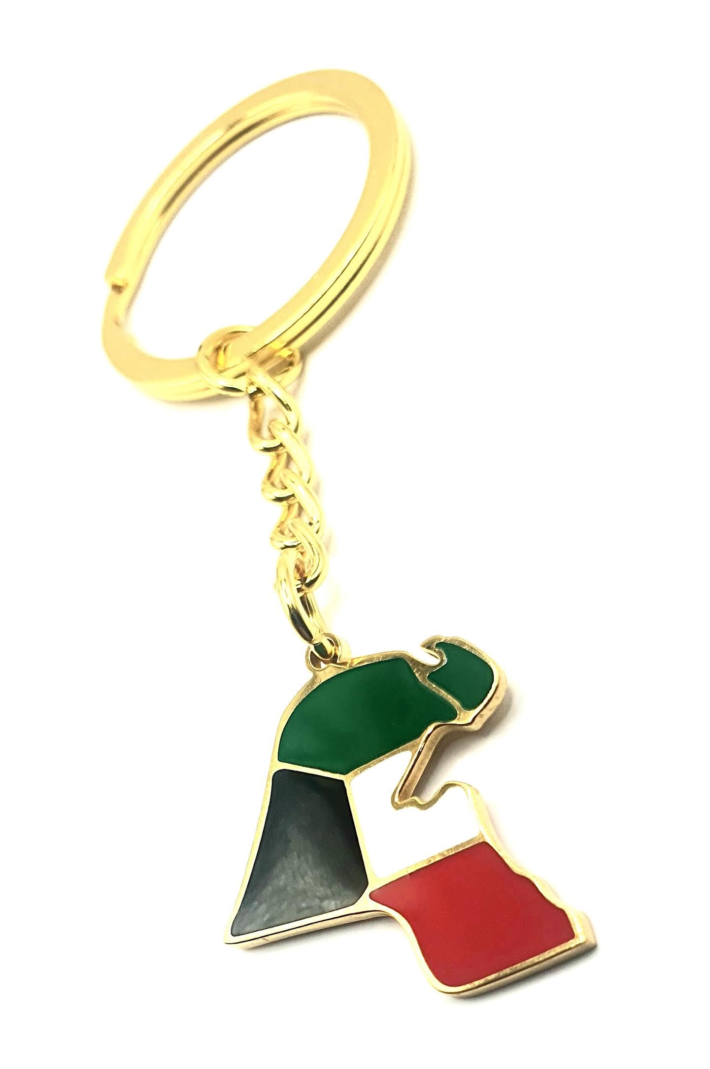 Kuwait Kuwati Middle East Gold Key Ring Chain Country Flag Metal Enamel Keyring