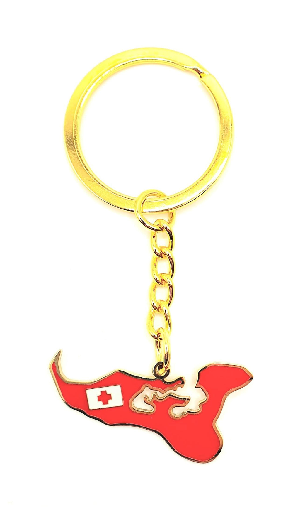 Tonga Oceana Pacific Map Outline Gold Country Flag Key Ring Chain Metal Enamel Keyring