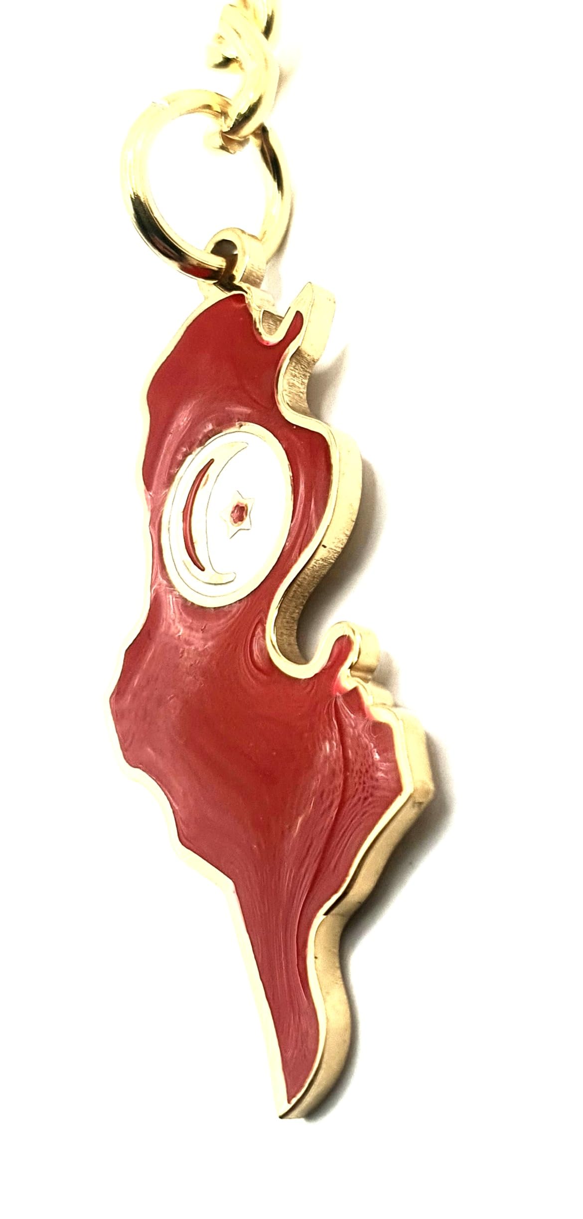 SNS Components Tunisia Tunisian Africa African Gold Country Flag Key Ring Metal Enamel Keyring