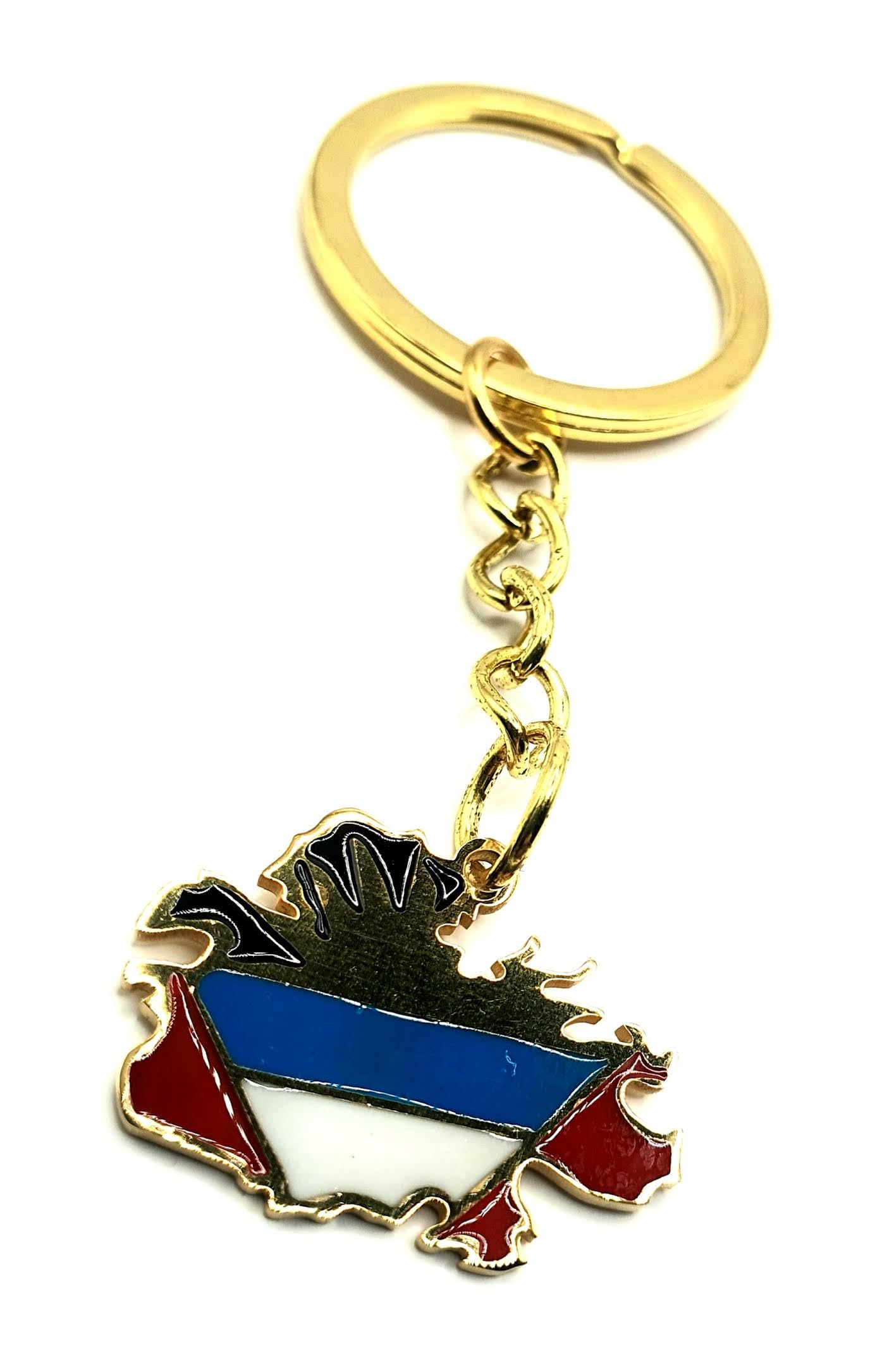 Antigua and Barbuda Caribbean Gold Country Map Flag Key Ring Chain Metal Enamel Keyring
